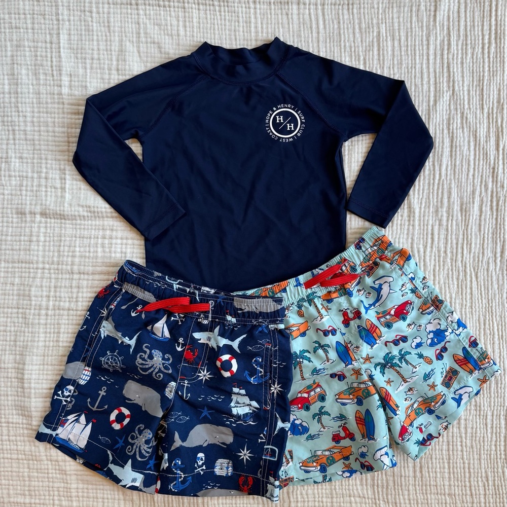 Hatley Blue Rashguard Swim Set